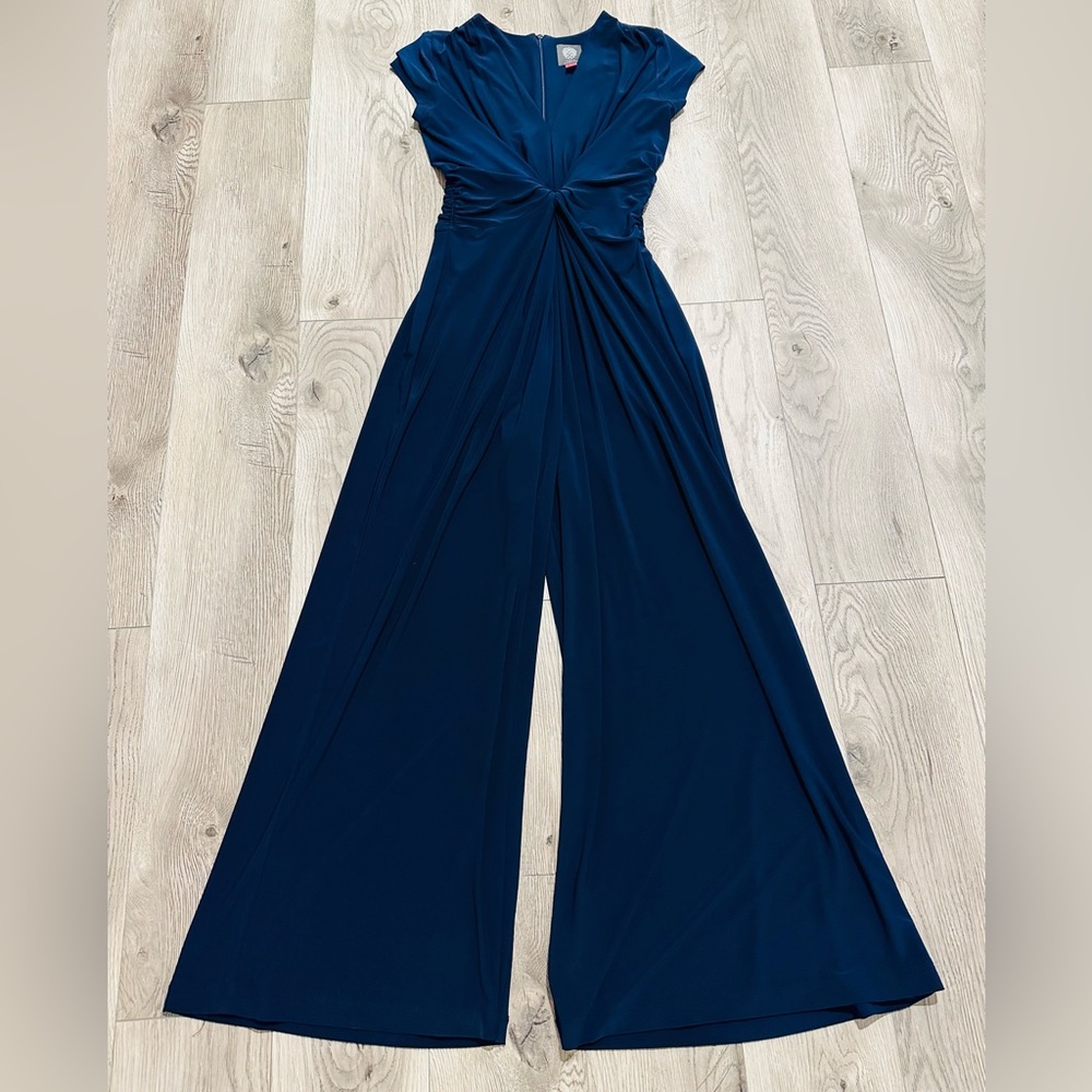 Vince Camuto women Twist Front Jumpsuit Size PS Navy Blue